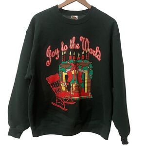 Vintage Unisex Forrest Green Crew Neck “Ugly” Christmas Sweater Size Large